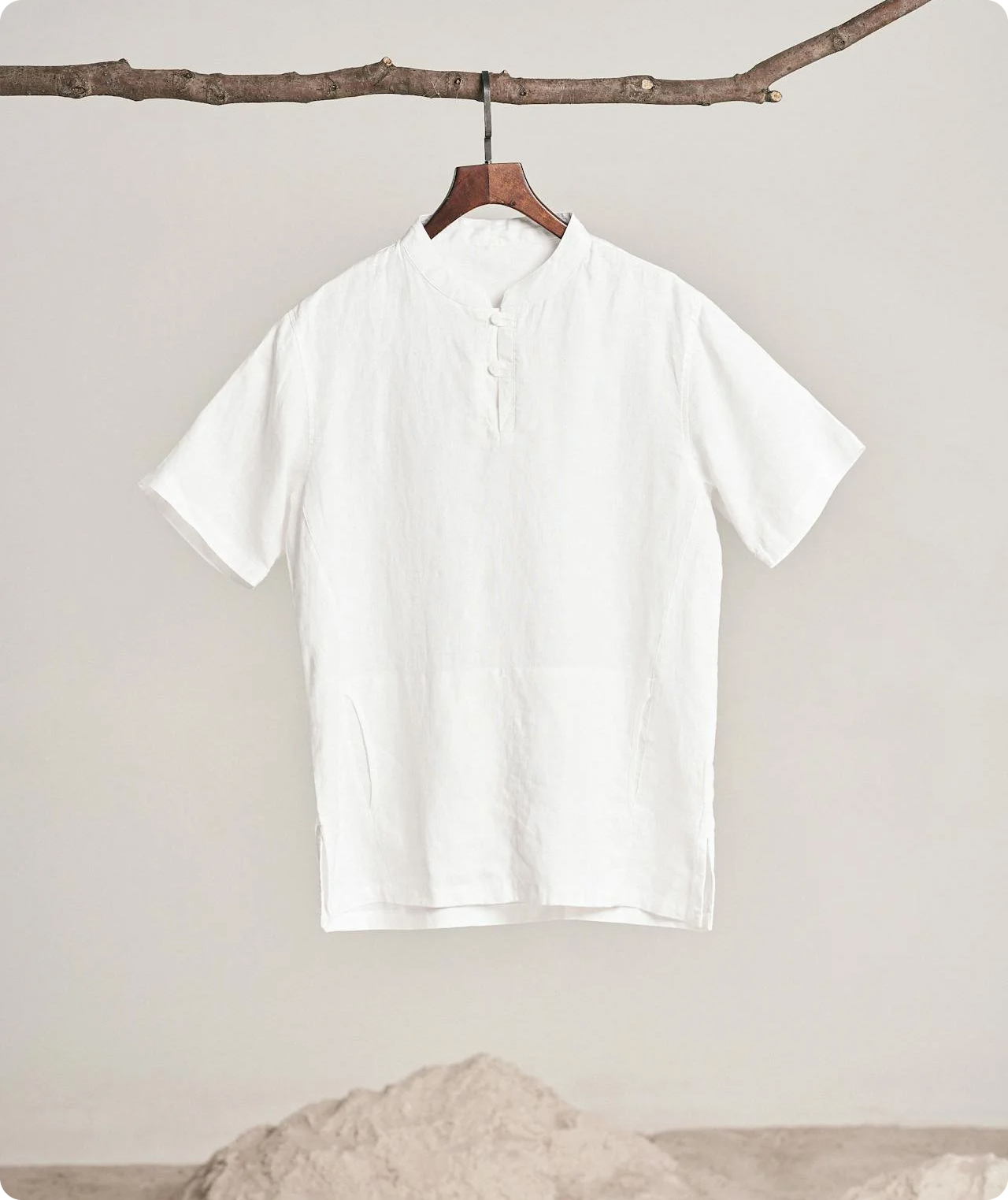 Linen Open Collar Shirt 